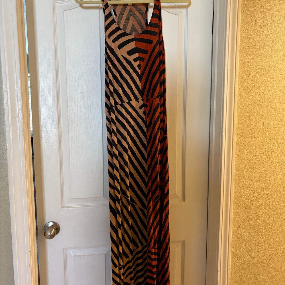 LOFT Zebra Print Maxi Dress - Black and Brown